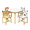 5 Piece Kiddy Table and Chair Set , Kids Wood Table with 4 Chairs Set Cartoon Animals (bigger table) (3-8 years old) - Supfirm