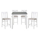 5-Piece Pack Counter Height Set Weathered Gray and White Table and Fabric Upholstered 4 Chairs Casual Dining Furniture - Supfirm