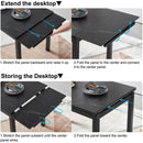 5-Piece Slate Dining Table Dining Set Including Yellow Velvet High Back Black Color Legs for Living Room,Dining Room,Kitchen - Supfirm