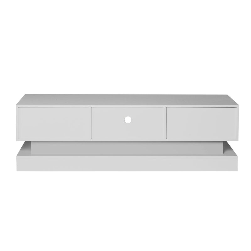 51.18inch WHITE morden TV Stand with LED Lights,high glossy front TV Cabinet,can be assembled in Lounge Room, Living Room or Bedroom,color:WHITE - Supfirm