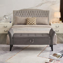 51.5" Bed Bench with Storage Grey Velvet - Supfirm