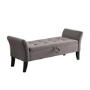 51.5" Bed Bench with Storage Grey Velvet - Supfirm