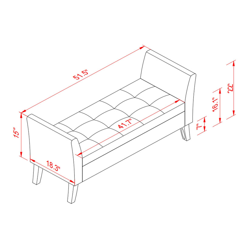 51.5" Bed Bench with Storage Pinlk Velvet - Supfirm