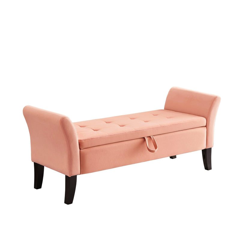 51.5" Bed Bench with Storage Pinlk Velvet - Supfirm