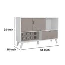 54 Inch 2 Door Wine Cubbies Bar Cabinet TV Entertainment Console, Wine Rack, 1 Drawer, White, Gray - Supfirm