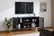55" TV Stand for TVs up to 60 Inch, Mid-Century Modern TV Cabinet Entertainment Center with Storage Shelves, Media Console with 2 Hollowed-Out Doors for Living Room Media Room, Black - Supfirm