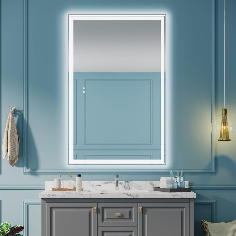 Supfirm 55×36 inch LED-Lit bathroom mirror, wall mounted anti-fog memory Large Adjustable Brightness front and back light Rectangular Vanity mirror - Supfirm