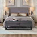 58.6" Bed Bench Metal Base with Storage Grey Velvet - Supfirm