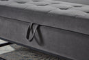 58.6" Bed Bench Metal Base with Storage Grey Velvet - Supfirm