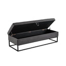 58.6" Bed Bench Metal Base with Storage Grey Velvet - Supfirm