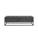 58.6" Bed Bench Metal Base with Storage Grey Velvet - Supfirm