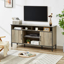 58-inch TV stand and media entertainment center console with up to 65-inch TV, open shelving and two storage cabinets, six support legs with adjustable feet,Rustic, Gray,58" x 15.7" x 29.7" - Supfirm