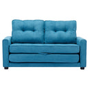 59.4" Loveseat Sofa with Pull-Out Bed Modern Upholstered Couch with Side Pocket for Living Room Office, Blue - Supfirm