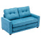 59.4" Loveseat Sofa with Pull-Out Bed Modern Upholstered Couch with Side Pocket for Living Room Office, Blue - Supfirm