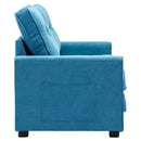 59.4" Loveseat Sofa with Pull-Out Bed Modern Upholstered Couch with Side Pocket for Living Room Office, Blue - Supfirm