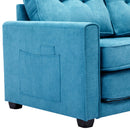 59.4" Loveseat Sofa with Pull-Out Bed Modern Upholstered Couch with Side Pocket for Living Room Office, Blue - Supfirm