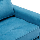 59.4" Loveseat Sofa with Pull-Out Bed Modern Upholstered Couch with Side Pocket for Living Room Office, Blue - Supfirm