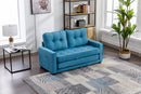 59.4" Loveseat Sofa with Pull-Out Bed Modern Upholstered Couch with Side Pocket for Living Room Office, Blue - Supfirm