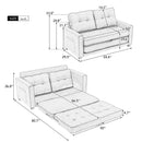 59.4" Loveseat Sofa with Pull-Out Bed Modern Upholstered Couch with Side Pocket for Living Room Office, Blue - Supfirm