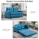 59.4" Loveseat Sofa with Pull-Out Bed Modern Upholstered Couch with Side Pocket for Living Room Office, Blue - Supfirm