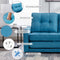 59.4" Loveseat Sofa with Pull-Out Bed Modern Upholstered Couch with Side Pocket for Living Room Office, Blue - Supfirm