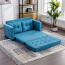 59.4" Loveseat Sofa with Pull-Out Bed Modern Upholstered Couch with Side Pocket for Living Room Office, Blue - Supfirm