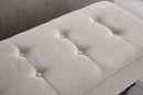 59" Bed Bench Ottoman with Storage Beige Fabric - Supfirm