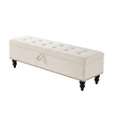 59" Bed Bench Ottoman with Storage Beige Fabric - Supfirm