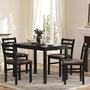 5PCS Stylish Dining Table Set 4 Upholstered Chairs with Ladder Back Design for Dining Room Kitchen Brown Cushion and Black (=OLD SKU:W69177433) - Supfirm