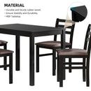 5PCS Stylish Dining Table Set 4 Upholstered Chairs with Ladder Back Design for Dining Room Kitchen Brown Cushion and Black (=OLD SKU:W69177433) - Supfirm