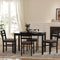 5PCS Stylish Dining Table Set 4 Upholstered Chairs with Ladder Back Design for Dining Room Kitchen Brown Cushion and Black (=OLD SKU:W69177433) - Supfirm