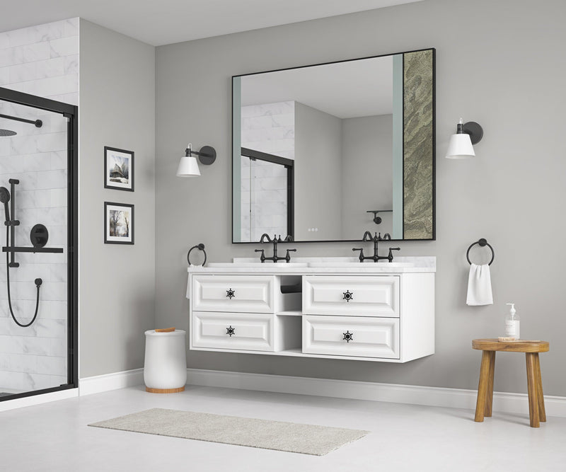 60*23*21in Wall Hung Doulble Sink Bath Vanity Cabinet Only in Bathroom Vanities without Tops - Supfirm