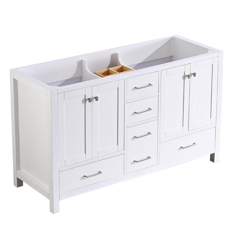 60 in Bathroom Vanity without Top and Sink, 60 inch Modern Freestanding Bathroom Storage Only, Bathroom Cabinet with Soft Close Doors and Drawers in White - Supfirm