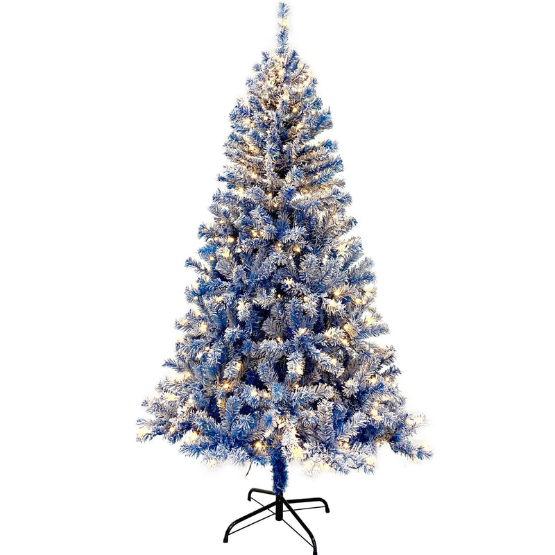 Supfirm 6FT Pre-Lit Hinged Artificial Fir ChristmasTree, Xmas Tree Snow Flocked Artificial Holiday Christmas Tree w/750 Branch Tips X-mas - Supfirm