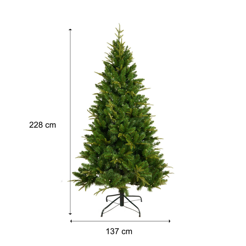 Supfirm 7.5-FT Artificial Christmas Tree with 1685 Tips,400LED, Unlit Hinged Spruce PVC/PE Xmas Tree for Indoor Outdoor, Green - Supfirm