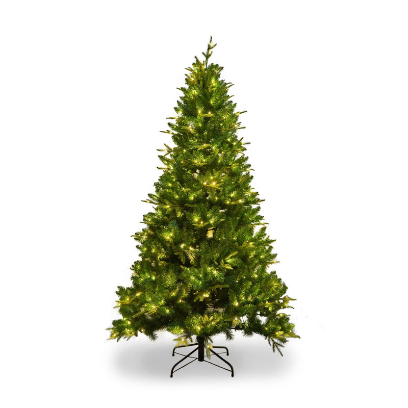 Supfirm 7.5-FT Artificial Christmas Tree with 1685 Tips,400LED, Unlit Hinged Spruce PVC/PE Xmas Tree for Indoor Outdoor, Green - Supfirm