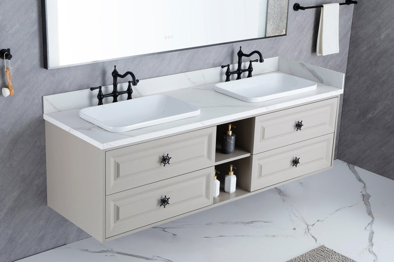 72*23*21in Wall Hung Doulble Sink Bath Vanity Cabinet Only in Bathroom Vanities without Tops - Supfirm