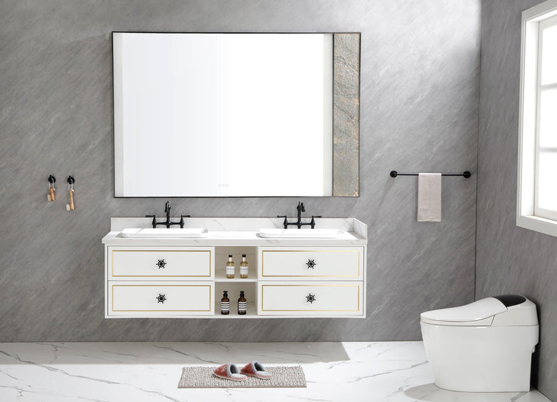 72*23*21in Wall Hung Doulble Sink Bath Vanity Cabinet Only in Bathroom Vanities without Tops - Supfirm