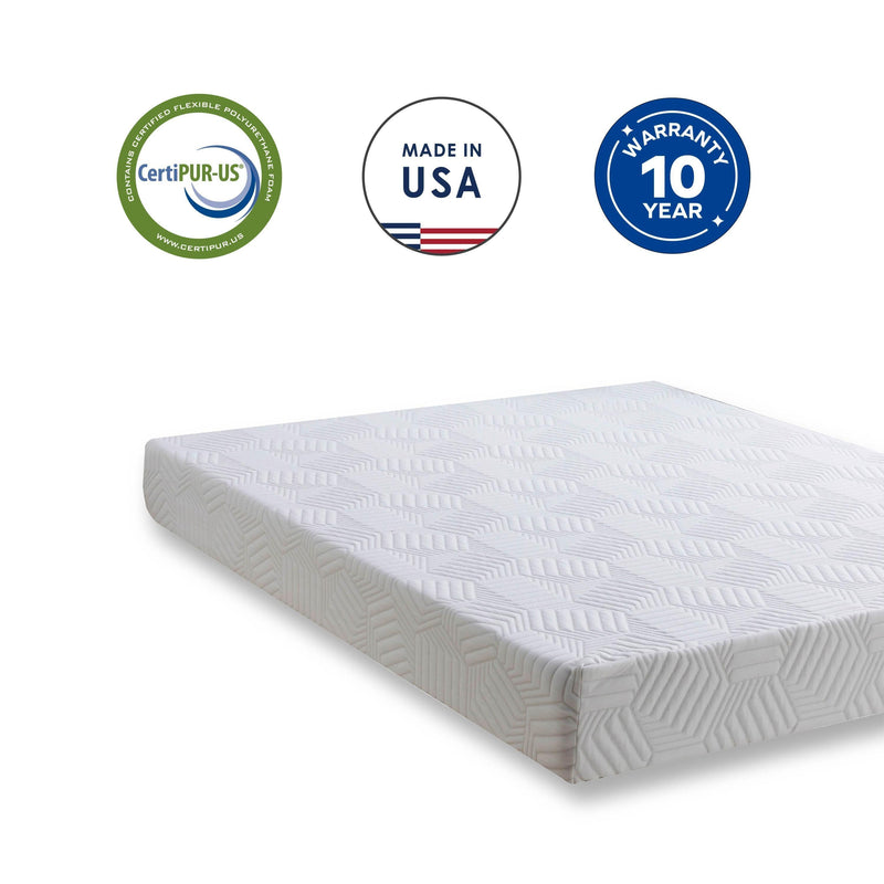 8 Inch Twin Gel Memory Foam Mattress, White, Bed in a Box, Green Tea and Cooling Gel Infused, CertiPUR-US Certified - Supfirm