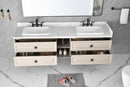 84*23*21in Wall Hung Doulble Sink Bath Vanity Cabinet Only in Bathroom Vanities without Tops - Supfirm