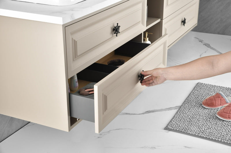 84*23*21in Wall Hung Doulble Sink Bath Vanity Cabinet Only in Bathroom Vanities without Tops - Supfirm