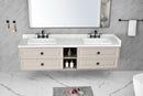 84*23*21in Wall Hung Doulble Sink Bath Vanity Cabinet Only in Bathroom Vanities without Tops - Supfirm