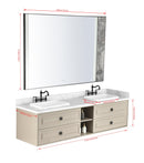 84*23*21in Wall Hung Doulble Sink Bath Vanity Cabinet Only in Bathroom Vanities without Tops - Supfirm