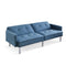 84.6” Extra Long Futon Adjustable Sofa Bed, Modern Tufted Fabric Folding Daybed Guest Bed, Upholstered Modern Convertible Sofa - Blue - Supfirm