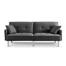 84.6 Inches Extra Long Futon Adjustable Sofa Bed, Modern Tufted Fabric Folding Daybed Guest Bed, Upholstered Modern Convertible Sofa - Dark Grey - Supfirm