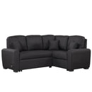 87.4"Sectional Sleeper Sofa with USB Charging Port and Plug Outlet,Pull-Out Sofa Bed with 3 Pillows, L-Shape Chaise for Living Room Small Apartment,Black (old sku SG000720AAB) - Supfirm