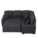 87.4"Sectional Sleeper Sofa with USB Charging Port and Plug Outlet,Pull-Out Sofa Bed with 3 Pillows, L-Shape Chaise for Living Room Small Apartment,Black (old sku SG000720AAB) - Supfirm