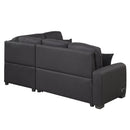 87.4"Sectional Sleeper Sofa with USB Charging Port and Plug Outlet,Pull-Out Sofa Bed with 3 Pillows, L-Shape Chaise for Living Room Small Apartment,Black (old sku SG000720AAB) - Supfirm