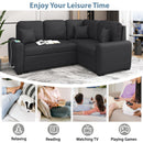 87.4"Sectional Sleeper Sofa with USB Charging Port and Plug Outlet,Pull-Out Sofa Bed with 3 Pillows, L-Shape Chaise for Living Room Small Apartment,Black (old sku SG000720AAB) - Supfirm