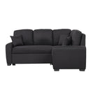 87.4"Sectional Sleeper Sofa with USB Charging Port and Plug Outlet,Pull-Out Sofa Bed with 3 Pillows, L-Shape Chaise for Living Room Small Apartment,Black (old sku SG000720AAB) - Supfirm